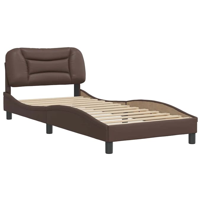 vidaXL - Bedframe - zonder - matras - "Hvar" - kunstleer - bruin - 80x200 - cm