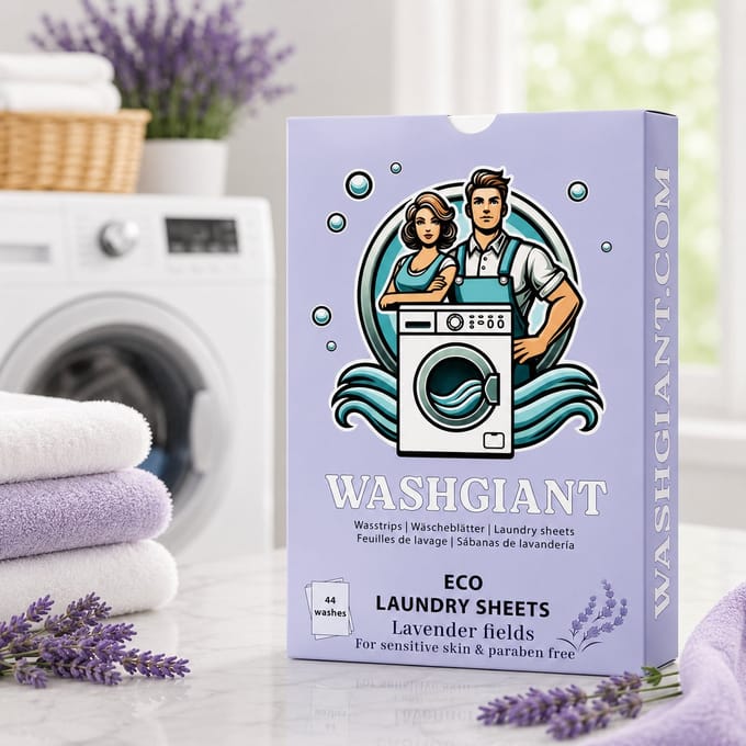 Washgiant Wasstrips Lavender Fields – Frisse Lavendelgeur – Wasmiddeldoekjes – Microplasticvrij Wasmiddel – 44 Wasbeurten