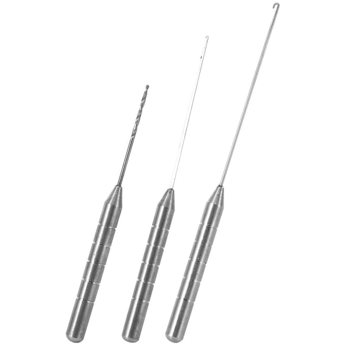 3 stuks RVS Vis Aas Stringer Boor Naald Draagbaar Roestvrij Vistuig gray