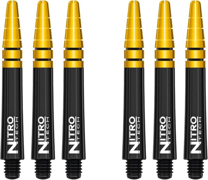 Dartpijlen Assortiment Shafts Zwart Goud Korte Lengte - 6 Stuks