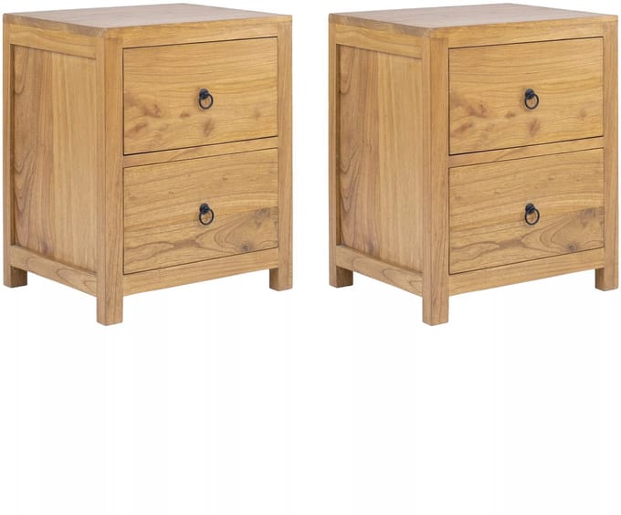 Vente-unique Set van 2 nachtkastjes met 2 lades - Mindihout - Naturel - PILABO