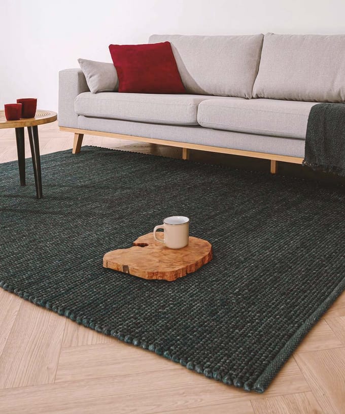 Wollen vloerkleed - Lett petrol 250x340