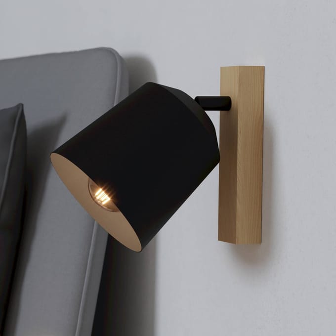 EGLO Cotorro Wandlamp - E27 - 14.5 cm - Zwart|Bruin