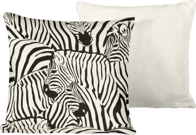 De Witte Lietaer Sierkussensloop Set Zebra Eggshell - 40 x 40 cm - Satijn Katoen