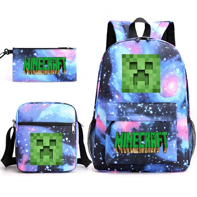 Minecraft Schooltas Game Merchandise Student Grote Capaciteit Print Drie Delige Schooltas Mannen En Vrouwen Three-piece set