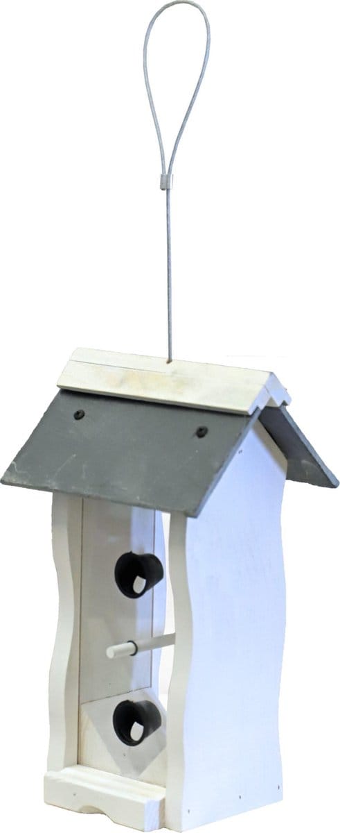 Voedersilo - wit/leisteen -  2-zijdig - hangbaar - 29 cm.