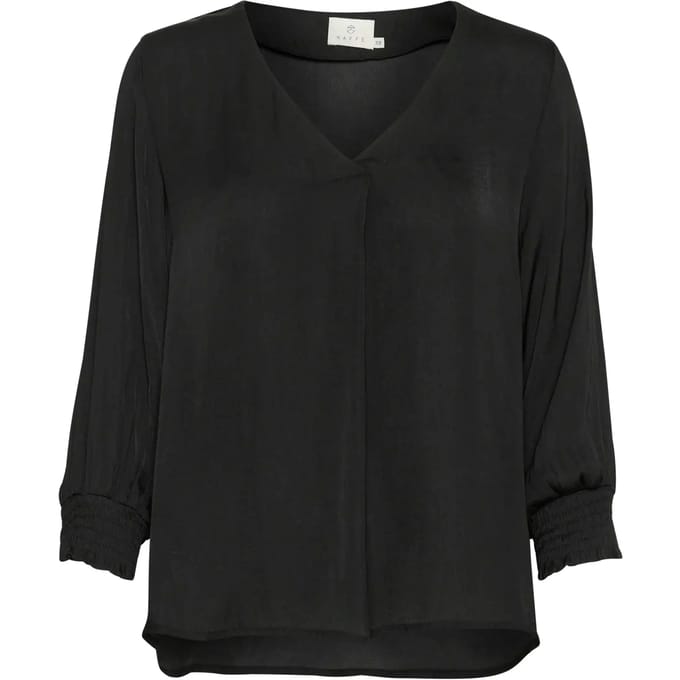 Blouse met korte mouwen Regular fit Black