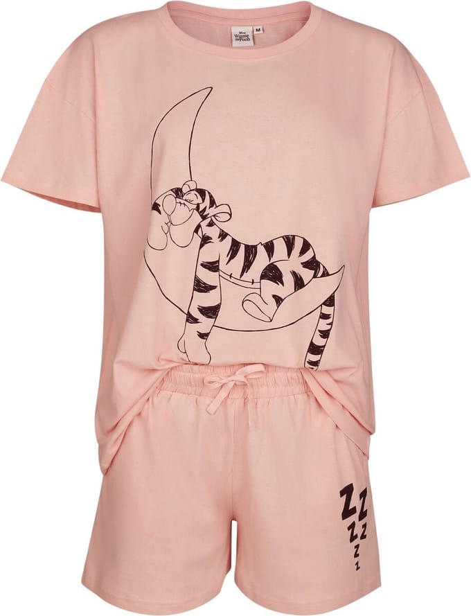 Winnie The Pooh - Disney Pyjama - Tiger On The Moon Solid - S tot XXL - voor Vrouwen - lichtroze