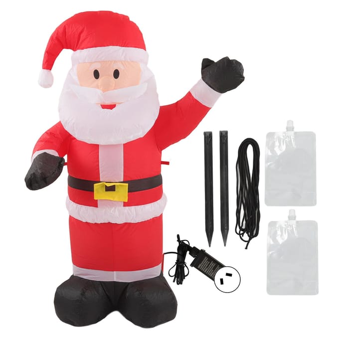 Père Noël gonflable de Noël Imperméable Résistant aux déchirures Décoration de Père Noël gonflable avec lumières LED