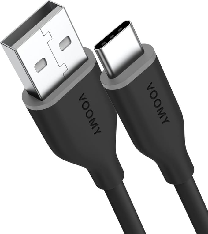 Voomy USB C Kabel - 1 Meter - USB-A naar USB-C Oplaadkabel - Universele Snellaadkabel - Geschikt voor Telefoon en Tablet - Zwart