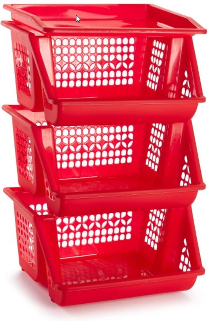 Plasticforte Opbergkrat - rood - 3 vakken - 62 cm - Stapelkratten - Stapelbare manden