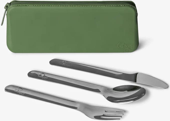 Citron Bestekset voor kinderen - Met siliconen etui - 18x7x4cm - Green