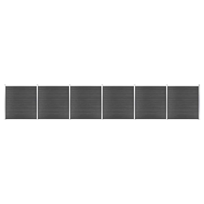 vidaXL - Schuttingpanelenset - 1045x186 - cm - HKC - zwart