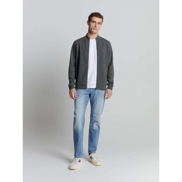 No Excess Sweater full zipper jacquard mix dark steel