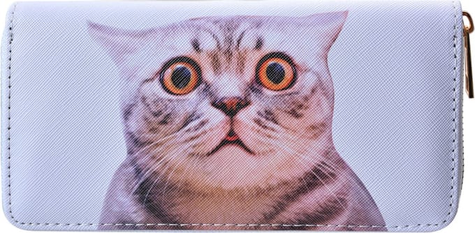 Clayre & Eef Portemonnee 19x10 cm Wit Kunststof Kat
