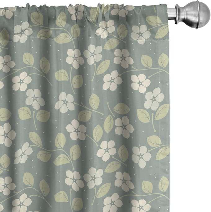 ABAKUHAUS Tuingordijnen – 2x75x245 cm – Microvezel, Halfdonk, Pastel Bloemen