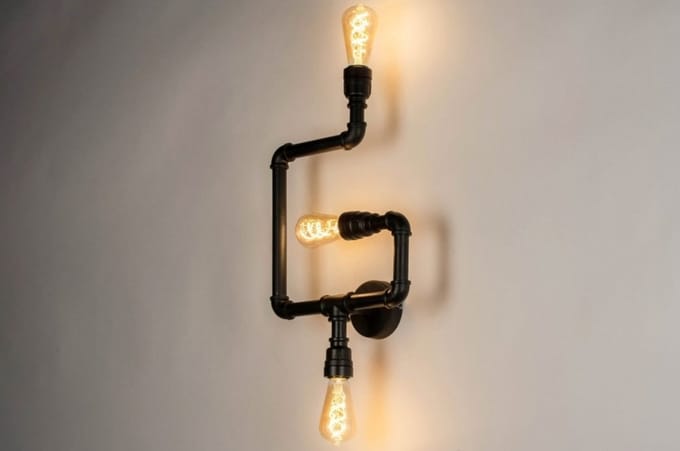 Lumidora Wandlamp 73326 - Voor binnen - MAXO - 3 Lichts - E27 - Zwart - Metaal