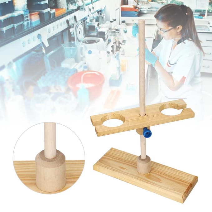 2 Gaten Trechterstandaard Laboratoriumaccessoire Verstelbare Hoogte Houten Trechterrek beige