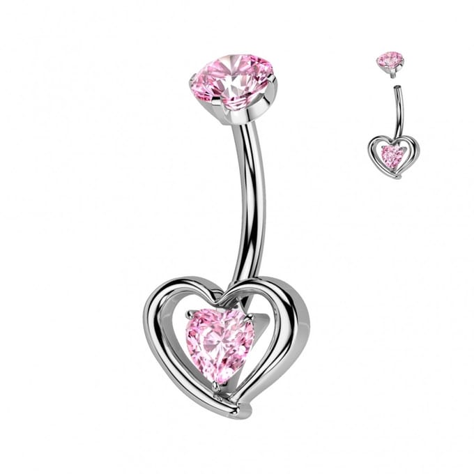 Piercing titanium hartje inside hartje roze - LMPiercings