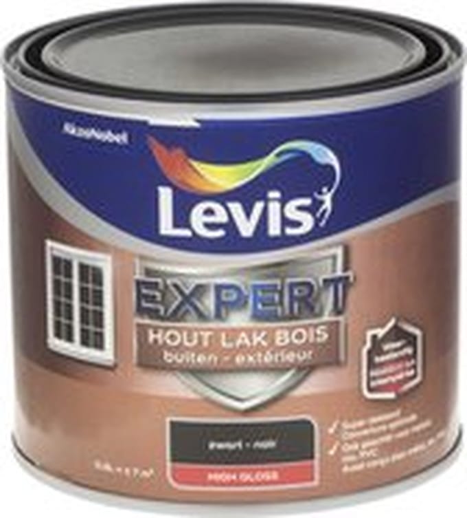 Levis - Expert Hout Lak Buiten High Gloss - Zwart - 0,5 L