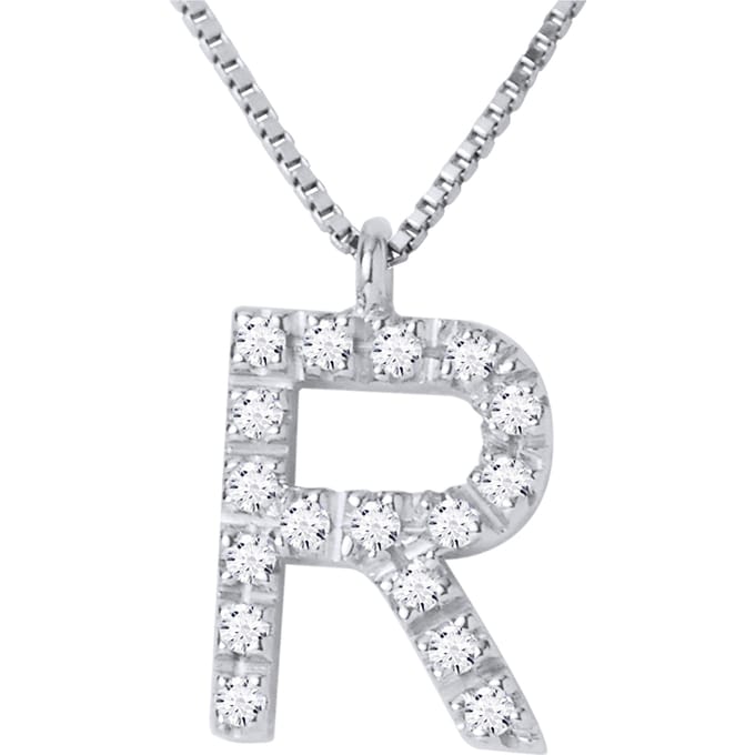 Collar ABC Diamonds 0.09 Cts letter "R" White Gold 18k