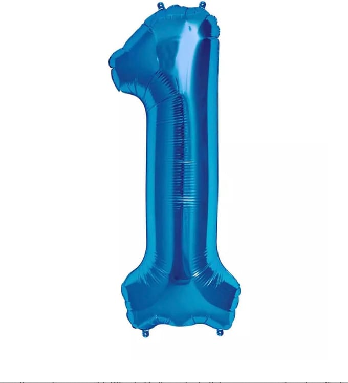 Kleine Folieballon Cijfer 1 Blauw 35cm