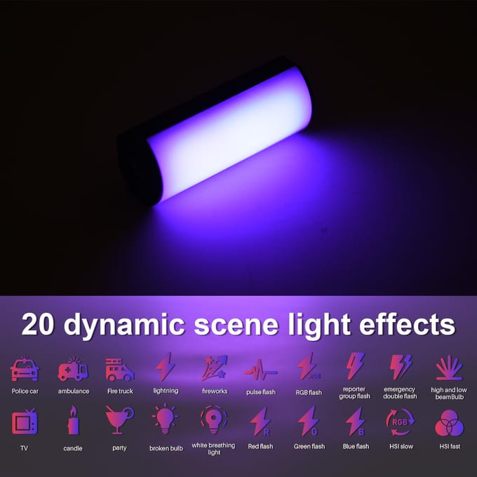 Andoer W100RGB Mini LED Videolamp Oplaadbaar RGB Invullicht 2500K-9000K Dimbaar 20 Verlichting zwart