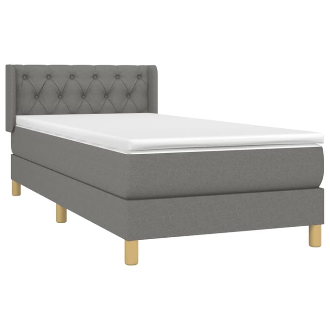 vidaXL - Boxspring - met - matras - stof - donkergrijs - 80x200 - cm