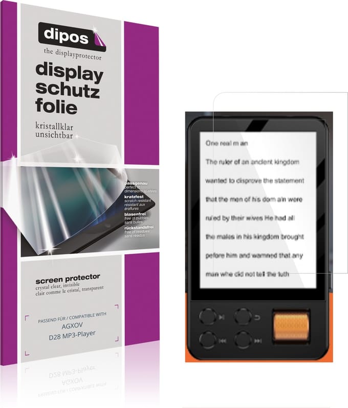 dipos – 4x Beschermfolie geschikt voor AGXOV D28 MP3-Player | Krasbestendige & heldere Screenprotector Ultra-Thin