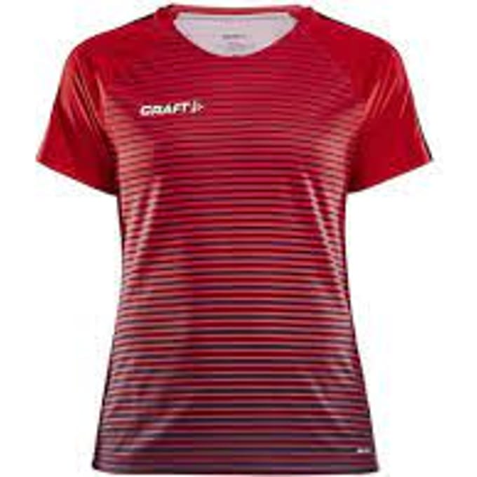Craft Pro Control Stripe Shirt Korte Mouw Dames - Rood / Marine | Maat: L