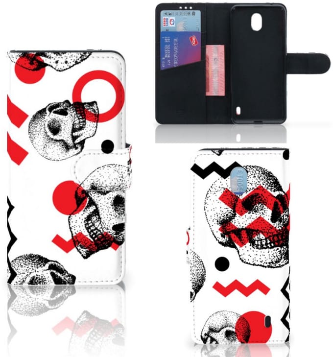 Telefoonhoesje met Naam Nokia 1 Plus Skull Red