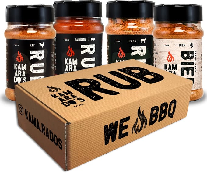 Kamarado's - 4-Pack RUND | KIP | VARKEN | BIER - BBQ Rub/Kruidenmix