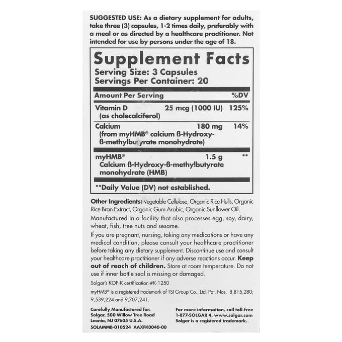 Solgar, complément anti-âge, maintien musculaire, 60 capsules