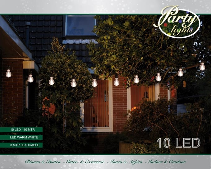 CBD Partyverlichting - 10 LED - ø7 cm – Warm Wit - 10m