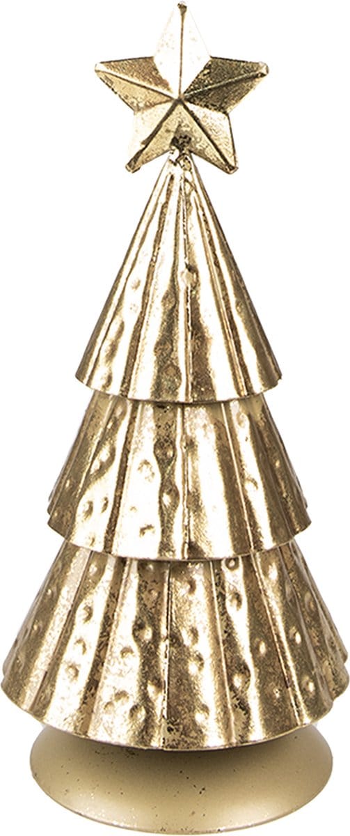 Clayre & Eef Kerstdecoratie Kerstboom 20 cm Goudkleurig IJzer