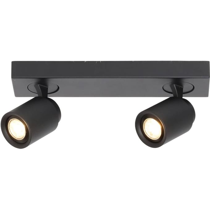 Freelight Razza plafondspot, zwart, lengte 38 cm, 2-lamps, metaal
