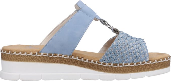 Rieker -Dames - blauw licht - slippers & muiltjes - maat 41