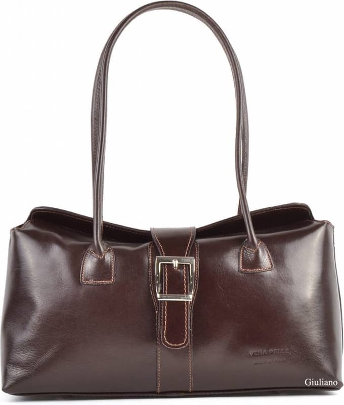 Giuliano klassieke handtas Mona - Donkerbruin - Dames - Made in Italy