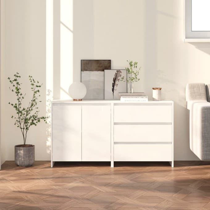Vidaxl 2-delige bijzettafel, wit, materiaal op houtbasis
