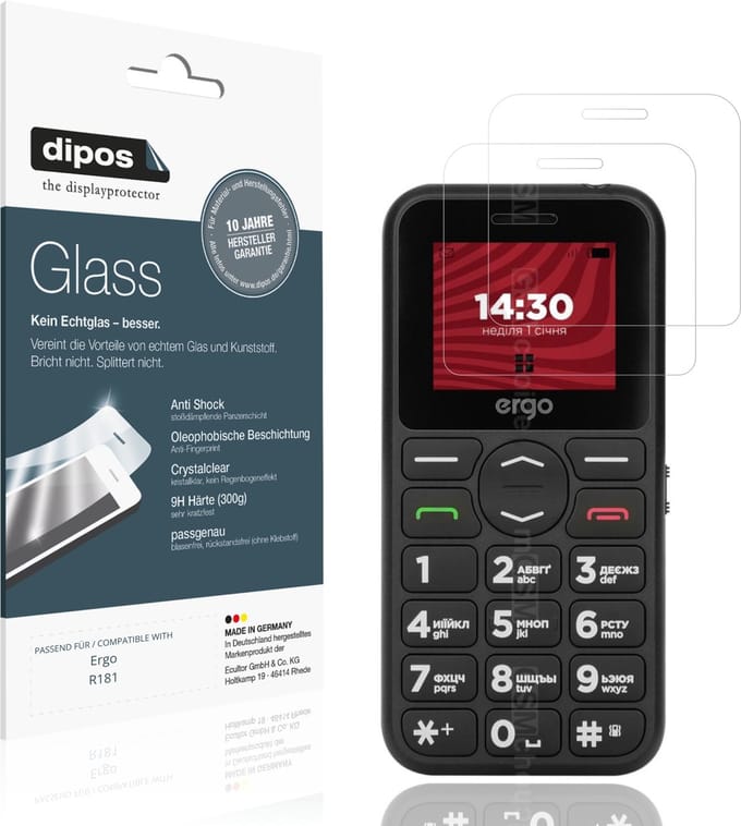 dipos – 2x Pantserfolie geschikt voor Ergo R181 | 9H Screenprotector