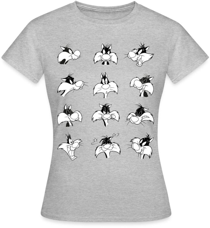 Looney Tunes Sylvester Facial Expressions T-Shirt Dames