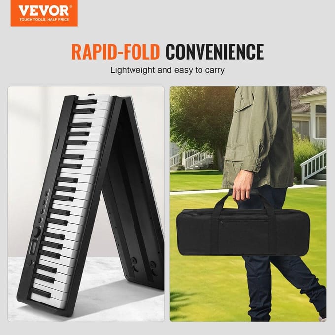 88 Toetsen Opvouwbaar Toetsenbord Piano Draagbare Opvouwbare Piano Bluetooth MIDI Zwart