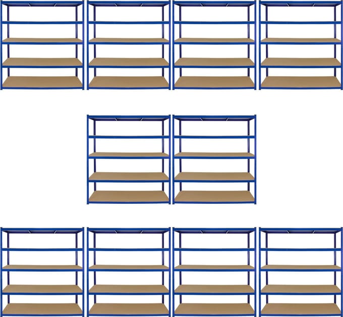 T-rax stellingkasten - blauw - 160x60x180 cm - 10-delig