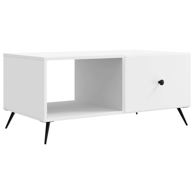 vidaXL - Salontafel - Wit - 90 - x - 50 - x - 40 - cm - Bewerkt - hout