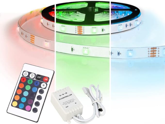 Led strip op batterij - RGB - Complete set - 2 meter - Multicolor