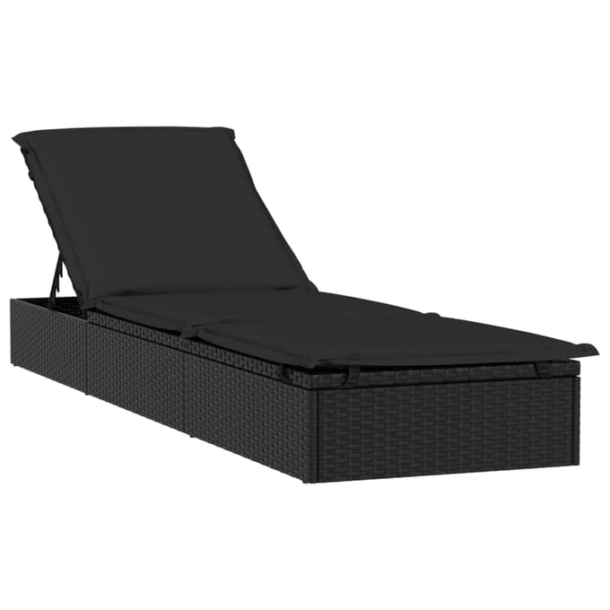 vidaXL - Ligbed - met - tafel - 1 - st - poly - rattan - zwart