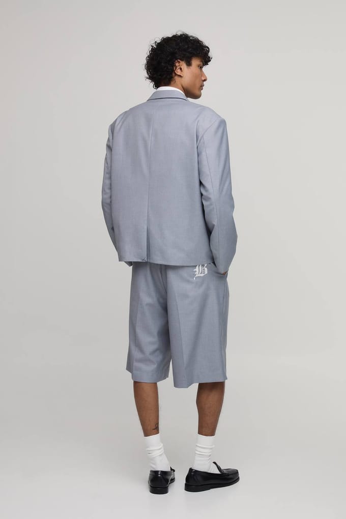 Embroidered Oversized Blazer | Grey | Size 44