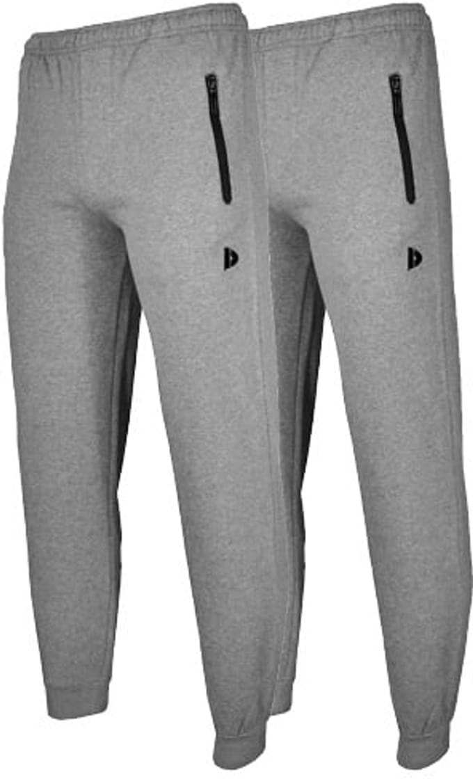 2-Pack Donnay - Joggingbroek met elastiek (Jack) - Sportbroek - Heren - Silver-marl (032)- maat L