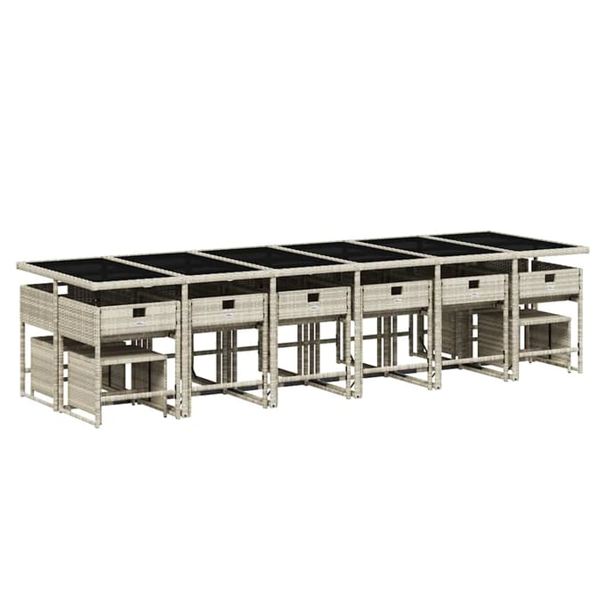 vidaXL - 17-delige - Tuinset - met - kussens - poly - rattan - lichtgrijs