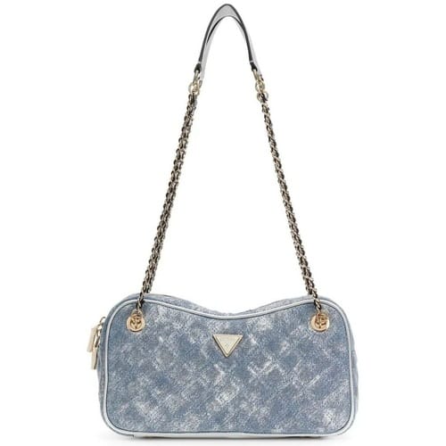 GUESS schoudertas Giully II Shoulder Satchel Metallic Denim blauw